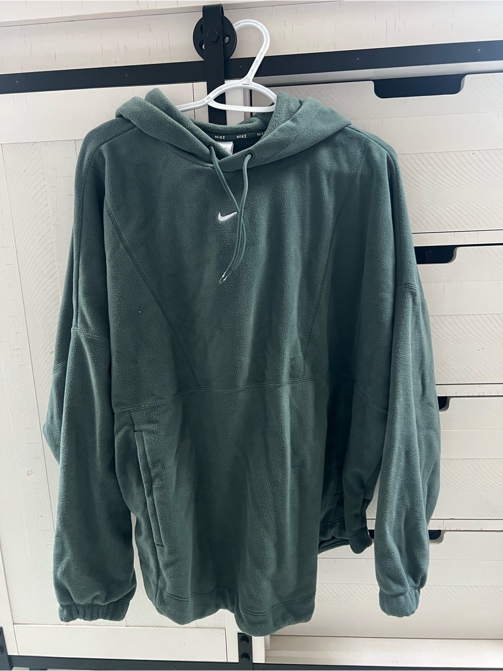 Nike Dark Green oversized fit Fleece Hoodie with pockets